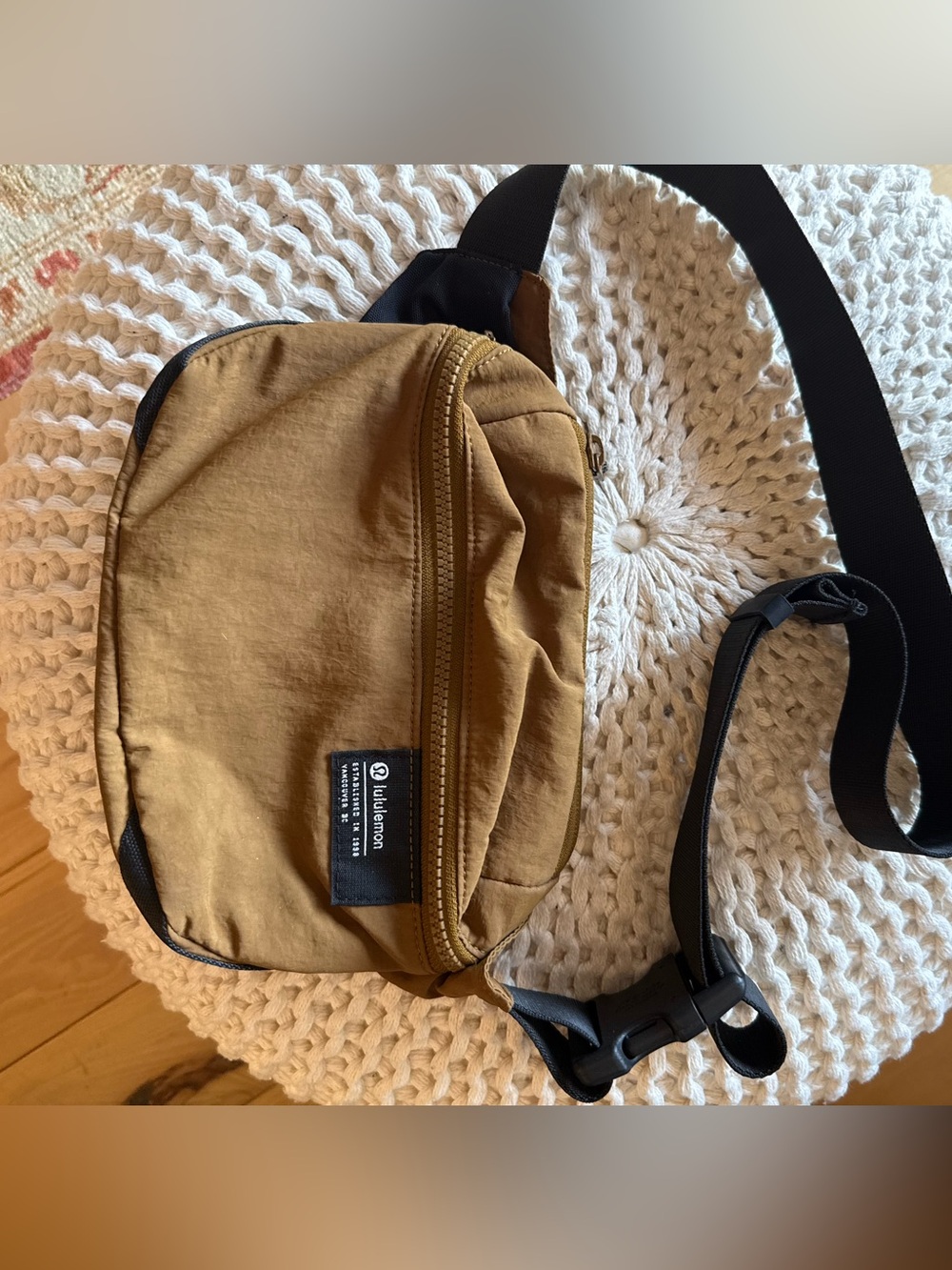 lululemon athletica Mustard/Brown Crossbody Sling with Black Strap